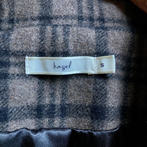 Anthropologie Hazel Double Breast Retro Coat Small Plaid Brown Black 3/4 Sleeve - Picture 9 of 16